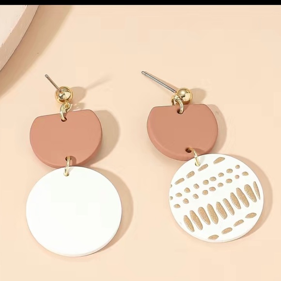 Ripple Print Round Dangle Earrings - Picture 4 of 5